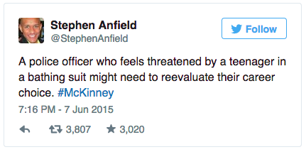 salon:  Twitter explodes over #McKinney, Texas cop who tackled black teen girl in