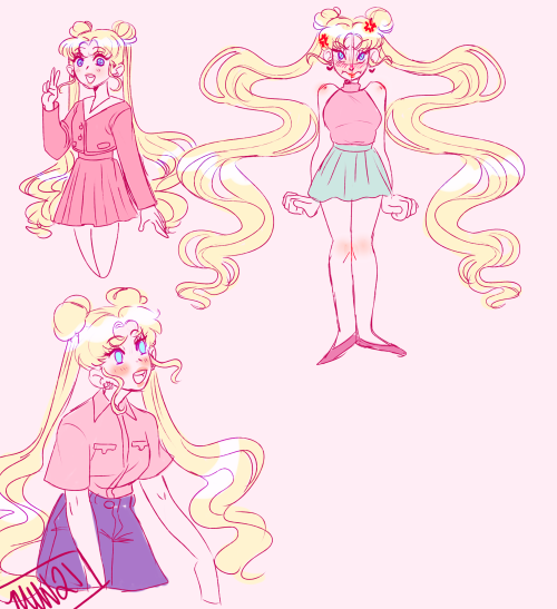 mikoriin:some doodles of usagi in a few of my favorite outfits of hers &lt;3Hair goals