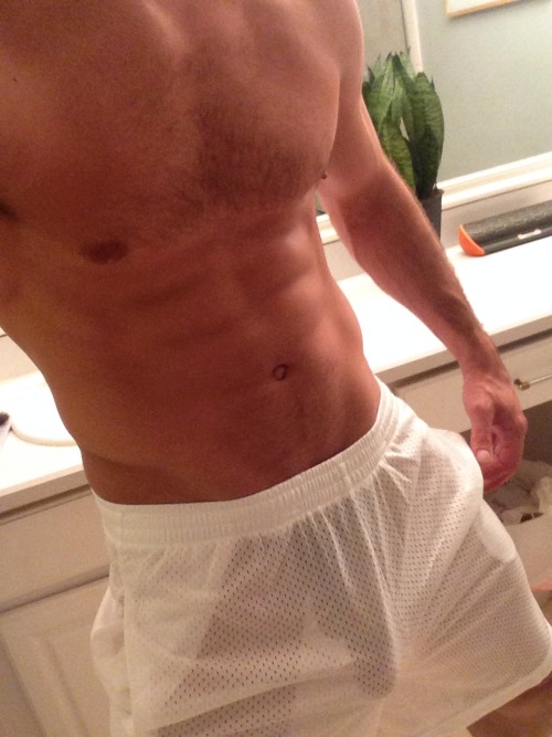 exposedhotguys:  I just bought a new pair of white gym shorts and cut the liner out of them! Where should I wear these and take pics in public? Tell me HERE and share this pic! I’ll try to do as many as possible! exposedhotguys.tumblr.com 