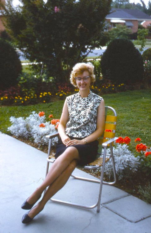 629 Biggs Ave, Frederick MD, Barbara sitting on patio, July 25, 1965