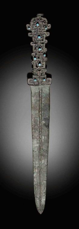 Turquoise mounted bronze dagger, China, Spring and Autumn Period (770-476BC)from Christies