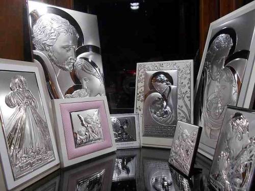 Silver shiny pictures - christian art, home decor.