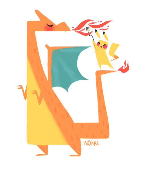 nokkiart:I used Uniqlo’s contest as an excuse to draw Pokemon and satisfy my s'more craving ^^