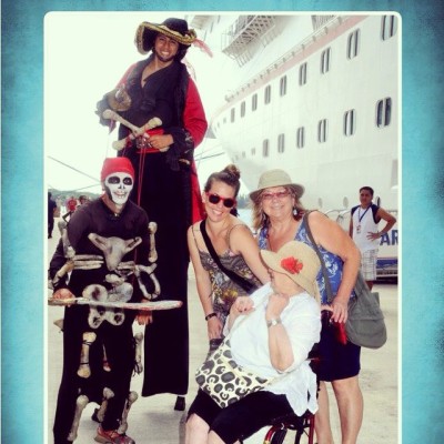 Gram Gram isn’t too sure about those pirates!!! #cozumel #carnivalpride #family #cruising #pirates