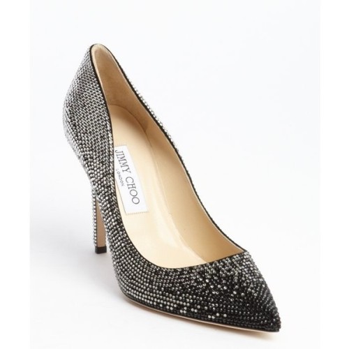 Jimmy Choo Black suede crystal studded ‘Tania’ pumps ❤ liked on Polyvore (see more point