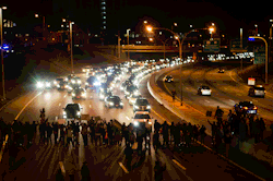 jclaesse:  Protestors on I-95 in Providence,