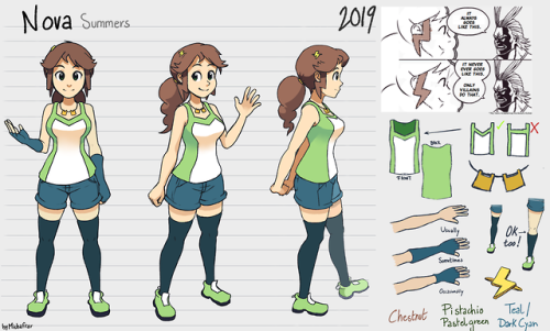 Nova’s first model sheet after almost 7 years. She hasn’t changed much but this is it. &