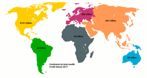 jabberwockypie:nearly-headless-horseman:charlesoberonn:mapsontheweb:Continents by total wealth.i was