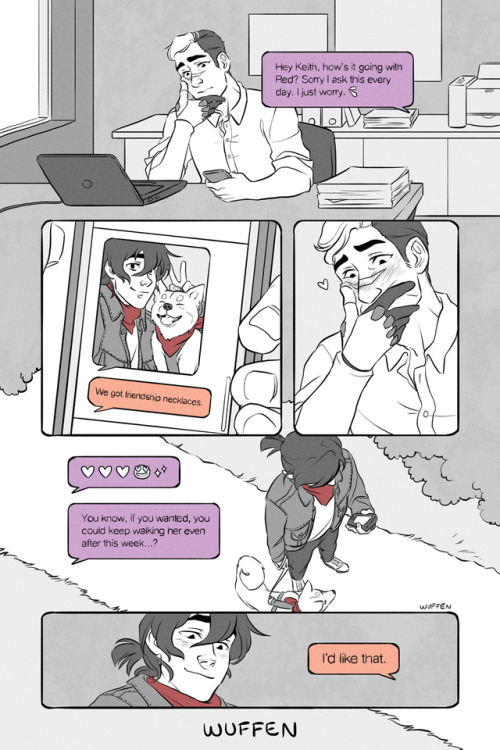 wuffen:just realized i never shared the dog walking au comic i drew for the ill-fated teou zine coll