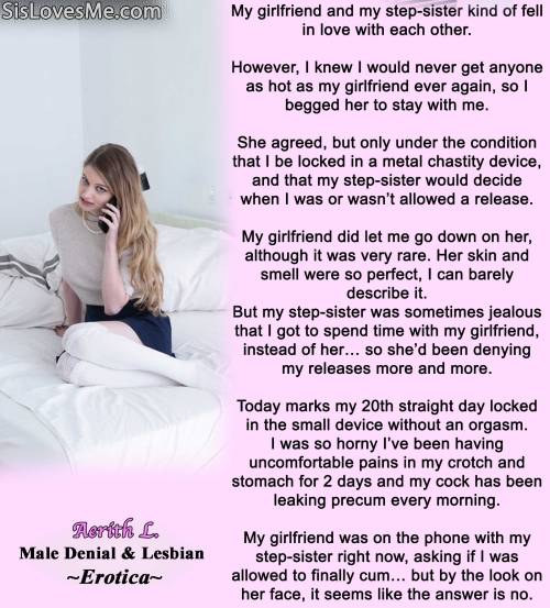 My Male Chastity & Lesbian Denial Books:https://www.smashwords.com/profile/view/AerithLRead large portions of them for FREE by making an account.