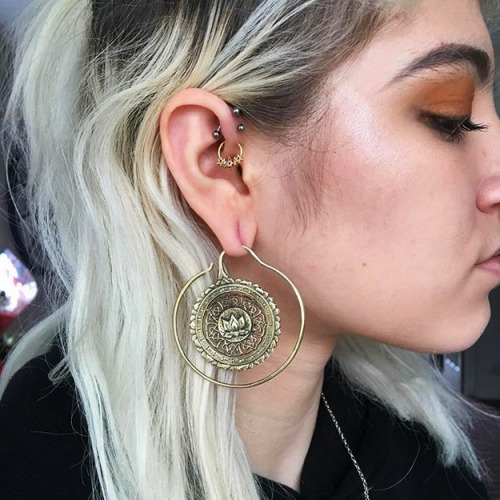 arka-shop: Kyra (@kyvmoon__) wearing our brass lotus mandala hoops :-)