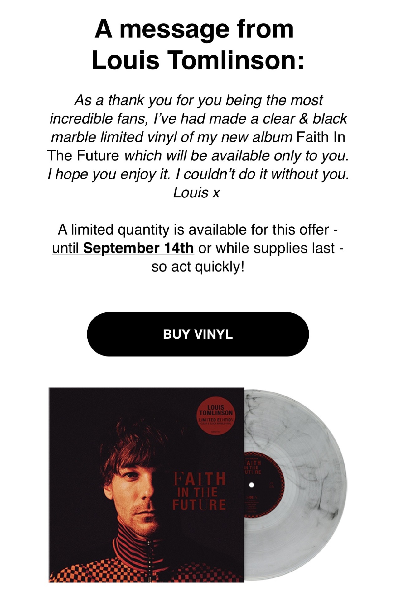 Louis Tomlinson - Faith In The Future Limited LP