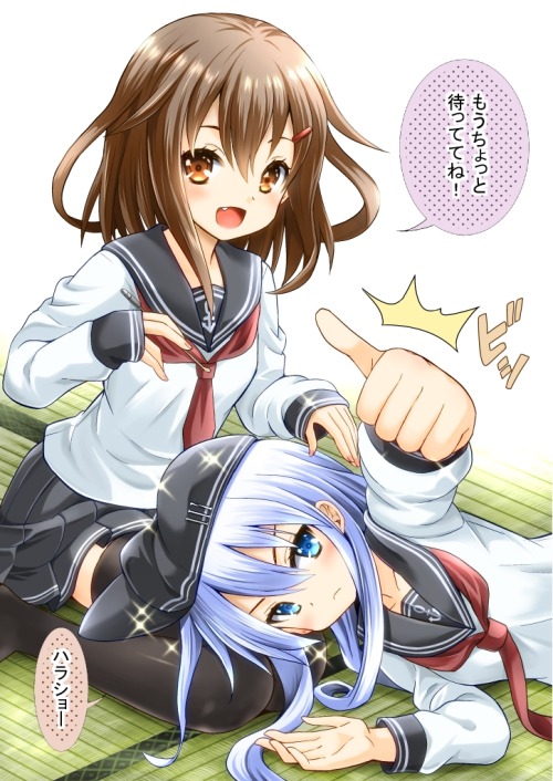 re-negitama:  hibiki and ikazuchi (kantai collection) drawn by sinnosuke - Danbooru