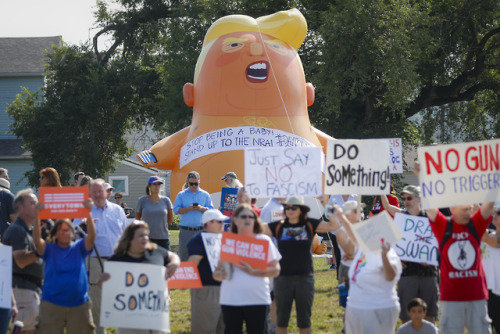 PHOTOS: President faces protests on visit to cities hit by mass shootingsPresident Trump defended hi