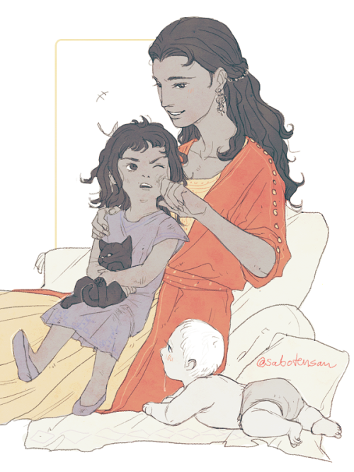 Elia, Rhaenys and Aegon (+ Balerion) for @poorshadowspaintedqueens