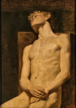 uranist-art:  Edouard Agneessens (1842-1885) – Peintre belge  L’adolescent endormi / The sleeping Teenager  L’artiste est aussi un excellent portraitiste ; il fit partie du groupe “L’Art Libre”.  The artist is also an excellent portraitist