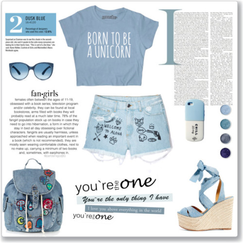 Blue style by mery66 featuring vintage glasses ❤ liked on PolyvoreYellow shirt, 715 DOP / Aloha From