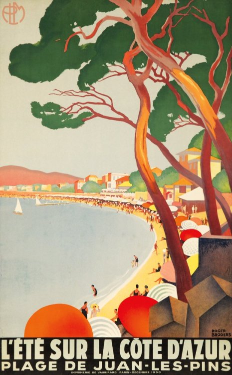 Roger Broders, poster artwork L’Été sur la Côte d’Azur. 1930.   