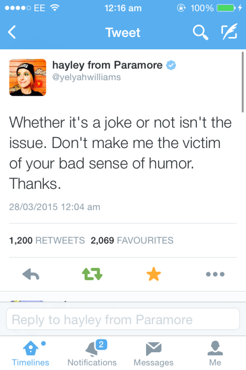 officialtayley: This is what the guy tweeted Hayley and how she calmly responded. She calls him out 