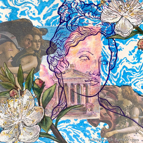 Visions of Paphos ______________________A collage with found images, sharpie, stabilo pen, colo