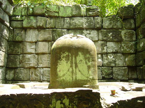 Shiva linga at Angkor ruins, Cambodia