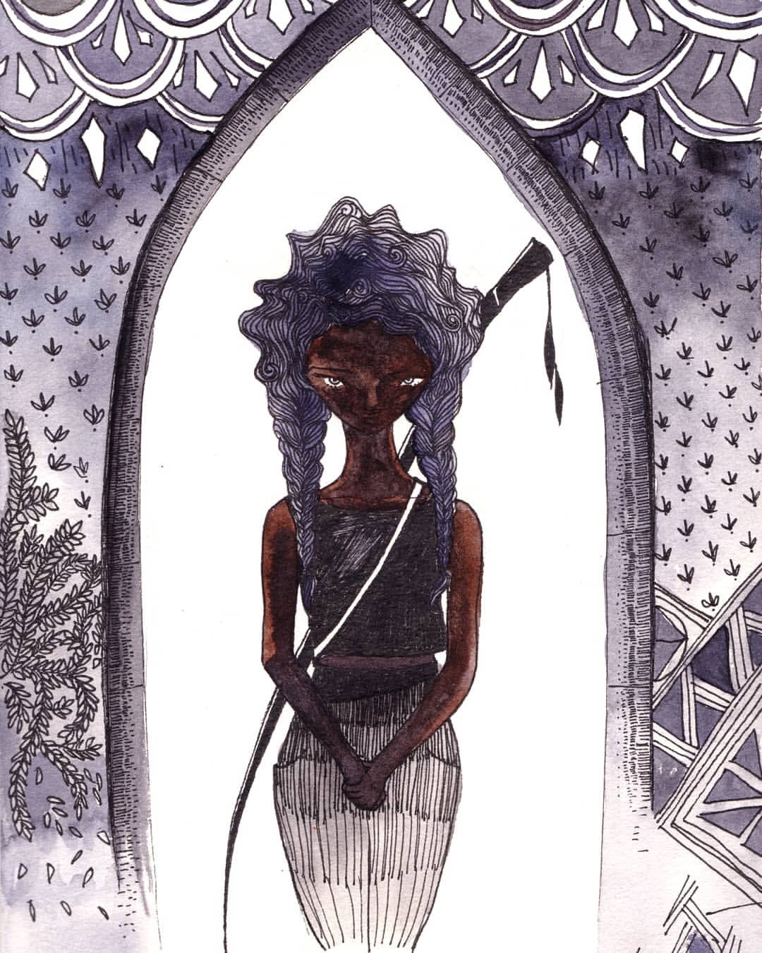 Since we’re doing a costume design module here at the college, here’s an ages old warrior doodle. So many things could be better but I love the doorway, the dark skin and the sword.
#watercolor #penandwash #illustration #characterdesign #sketchbook...