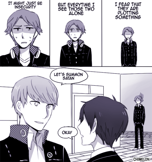chimelon:  Adventures of P3 and P4 protag. Read Left->Right! 2nd comic based on this. 