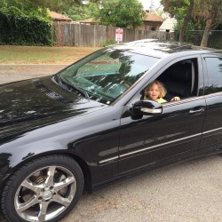 My Little Neighbors Daughter Taking The Benz-O Out For A Test Drive 