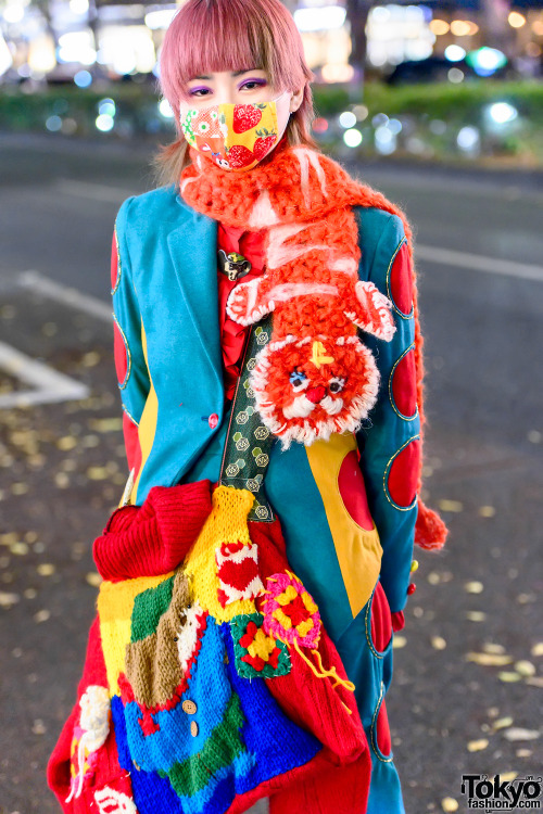 tokyo-fashion:20-year-old Japanese fashion student Saki on the street in Harajuku wearing a handmade