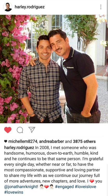 jhlarry94: Congrats Jonathan & Harley. ❤💛💚💙💜  New Kids on the Block singer Jonathan Knight has proposed to his boyfriend Harley Rodriguez.  Knight popped the question in Africa, suggesting it was somewhat of a spur of the moment decision.