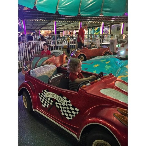 Ollie rode his first ride by himself at the fair last night! He turns left like a champ. We may have