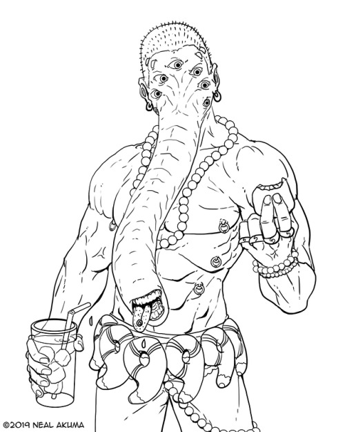 Inktober 2019 Day 18 -MisfitAn elephant man monk.If you’d like to support my art you can via t