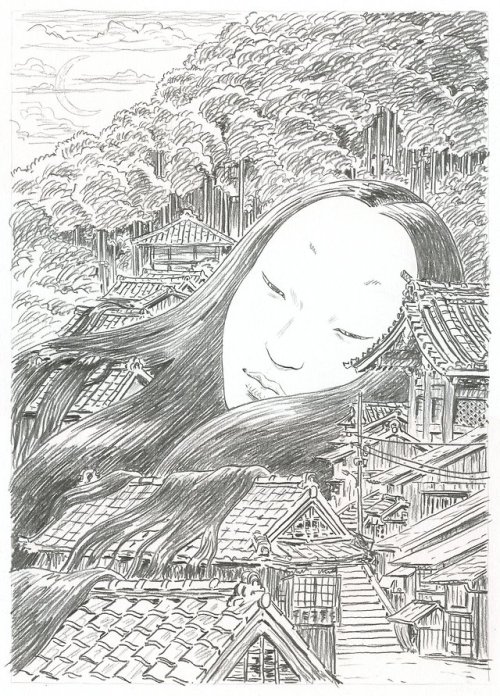 Ghosts of Kyoto - illustration(8B graphite pencil + watercolor)Here is our process for making an ill