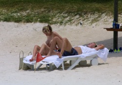 toplessbeachcelebs:  Natalie Appleton (Singer) sunbathing topless in Mauritius (2002) 