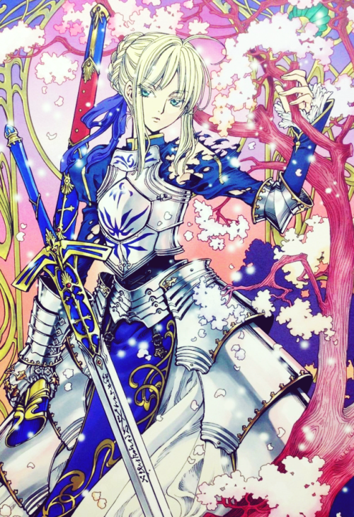 yuukohara:CLAMP’s rendition of Saber from TYPE-MOON’s Fate/stay night, drawn in 2014 in 