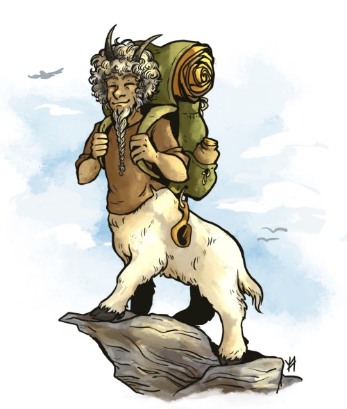 bogkeep:february: mountaineer centaur :3[image ID: a digital drawing of a mountaineering centaur. th