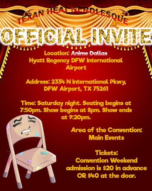 The official invitation for our Anime Dallas show! We hope to see you all there!