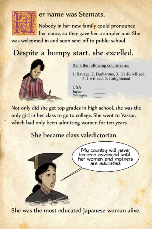 rejectedprincesses:  Sutematsu Oyama (1860-1919): Japan’s First College-Educated Woman   Full entry (with footnotes) here. Patreon here. Art notes behind the cut. Keep reading 