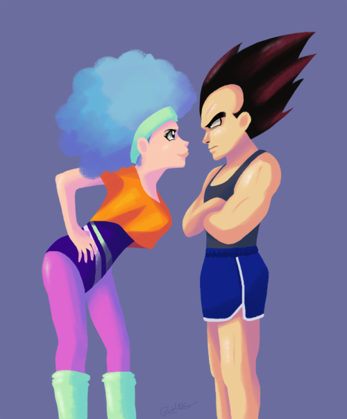 I don’t know why but I just felt like drawing Bulma & Vegeta in 80s style workout clothes.To thi