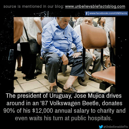 faithinhumanityr:  unbelievable-facts:  The president of Uruguay, Jose Mujica drives