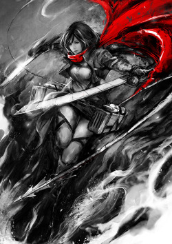 pixalry:  Mikasa Ackerman - Created by Pencil Mogwai You can see more of his fantastic artwork here.