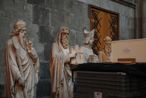 The interior of the Köln cathedral. It was undergoing renovations so this spectacular church had a f