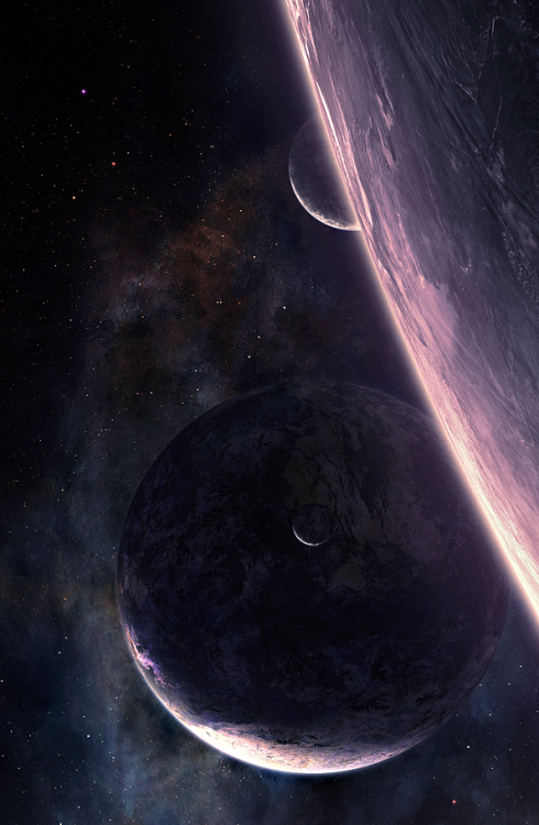 stellar-indulgence:  Space Fantasy Worlds by *QAuZ Sunrise Outside World You Gotta Love Space Beauty of Space 