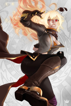 nikusenpai:      Reign supreme In your dreams You’ll never make me bow Kick my ass? I’m world-class And Super Saiyan now! Yang - Wild Huntress is ready to light up your Room! Print Ready!   https://www.inprnt.com/gallery/nicksilvaart/yang-wild-huntress/