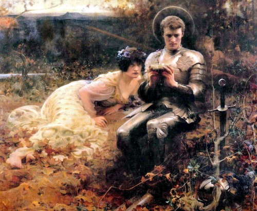 artpoteosis:Arthur Hacker (1858–1919) - The Temptation of Sir Percival (1894)oil on canvas - 132.1 x