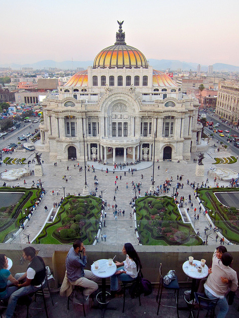 letsbuildahome-fr:  Palacio de Bellas Artes view from the Coffee Factory Café in