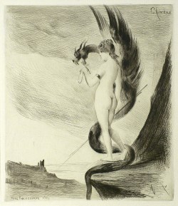 thefugitivesaint: Joseph Apoux (1846-), ‘Chimère’, from “Reveries Fantastiques”, 1895