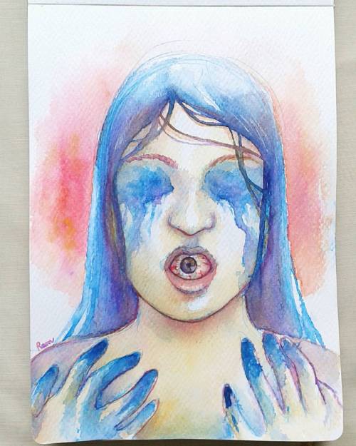 Demons #watercolor #watercolour #illustration #painting #doodle #horror #bodyhorror #eyeball #hallow