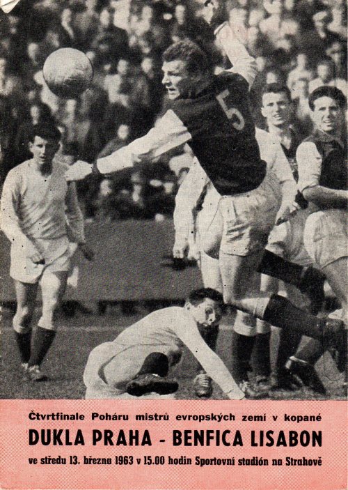 Program from the March 13, 1963 European Cup quarterfinal between Dukla Praha and Benfica. Pictured 