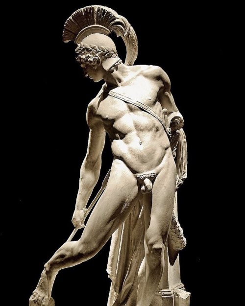 uncutfunman:  antonio-m:  “Achilles Wounded in the Heel”, c.1850 by Charles Alphonse Achille Gumery, 1850. French sculptor. marble   Art Culture. Preserving tha natural penis  